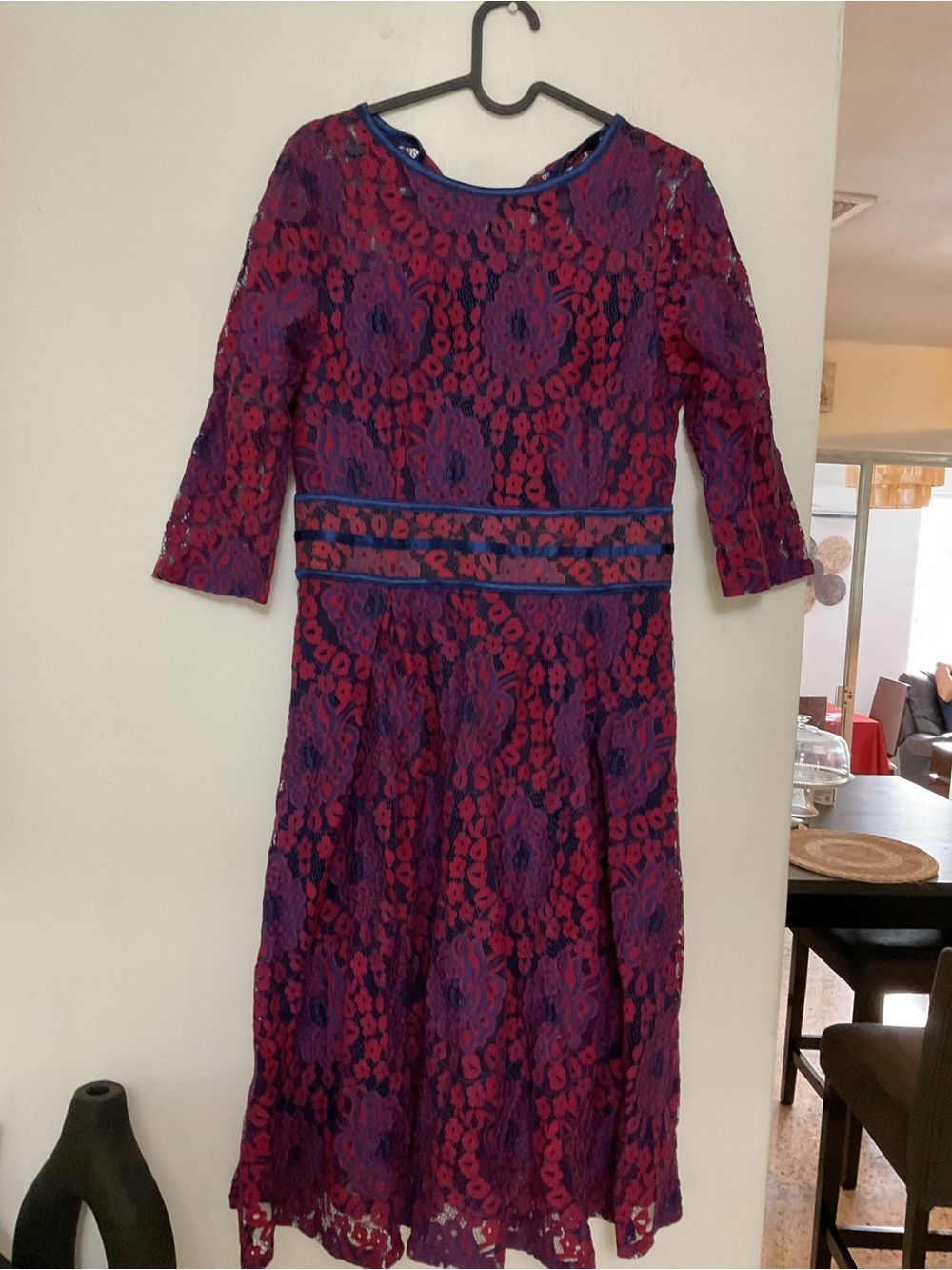 Miusol Purple and Red women’s retro Lace Midi Dress size M